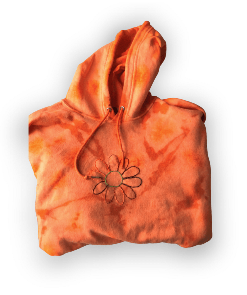 orange embroidered sweatshirt